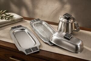 Vintage 1960s Rogers Insilco Fashion Stainless Serving Set 6 Pieces